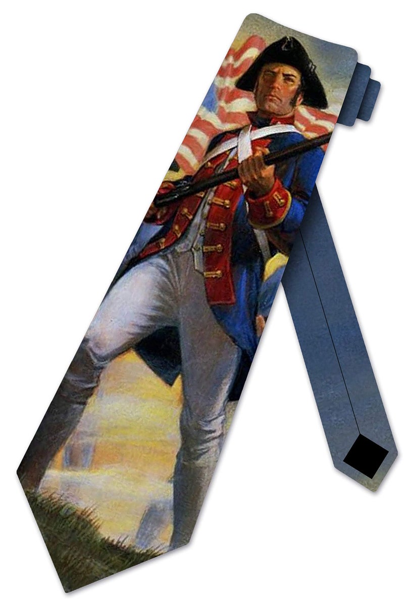 Three Rooker Patriotic Ties Mens Revolutionary Soldier Necktie - Image 1